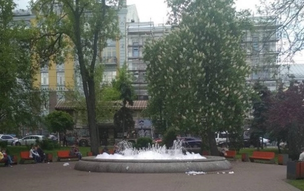 В первый день работы фонтанов в Киеве в один налили мыла