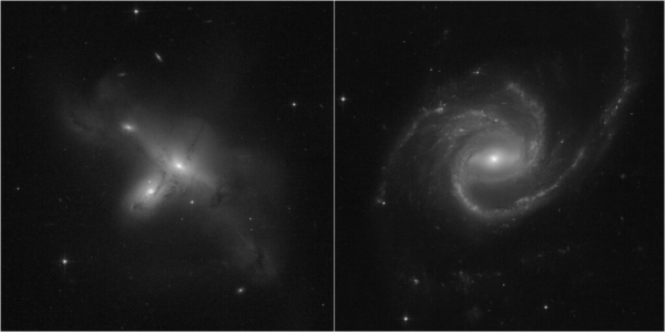 Hubble после ремонта показал галактики на черно-белых кадрах