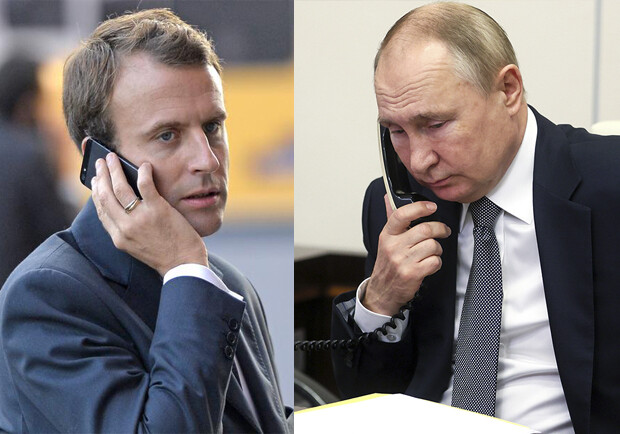 Телефонный разговор Макрона и Путина накануне войны - фото: dw.com и POOL / ТАСС, коллаж: PRO-kyiv.in.ua