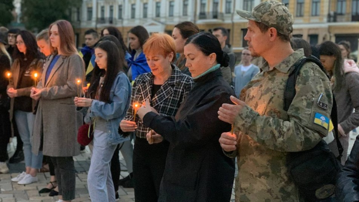 На Софійській площі вшанували пам'ять загиблих захисників в Оленівці.