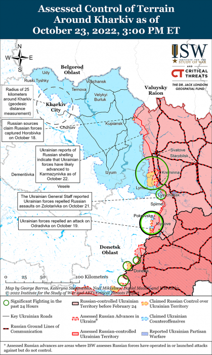 Карта бойових дій в Україні 24 жовтня