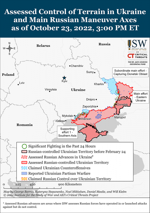 Карта бойових дій в Україні 24 жовтня