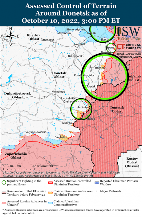 Карта бойових дій в Україні 11 жовтня