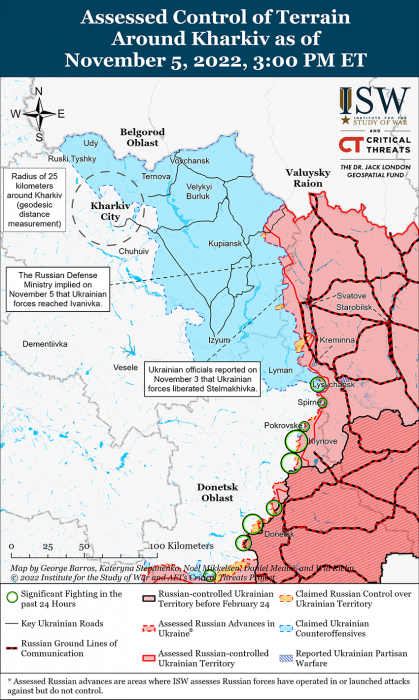 Мапа бойових дій в Україні 6 листопада