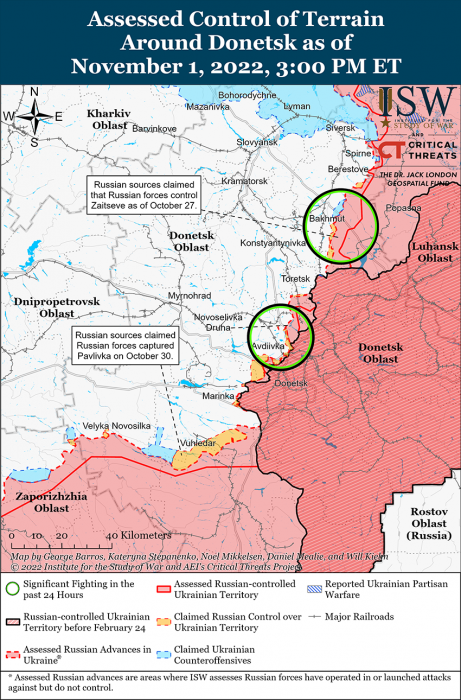 Карта бойових дій в Україні 2 листопада