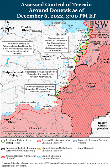 Мапа бойових дій в Україні 7 грудня