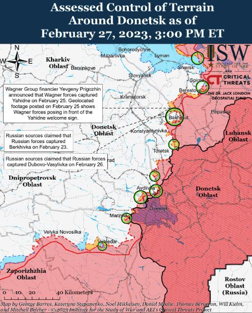 Карта бойових дій в Україні 28 лютого.