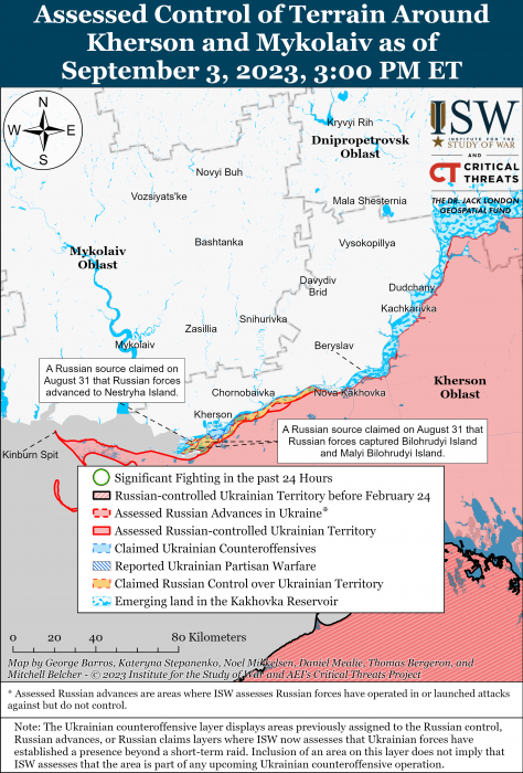 Карта бойових дій в Україні 4 вересня -