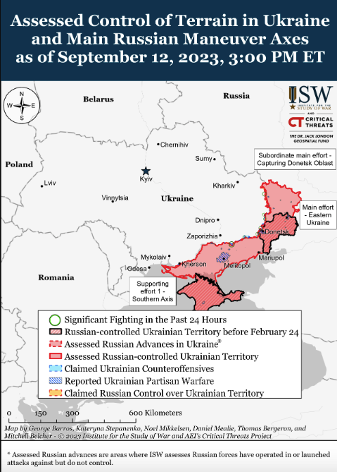 Карта бойових дій в Україні 13 вересня -