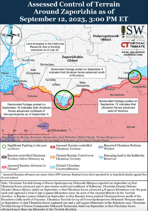 Карта бойових дій в Україні 13 вересня -