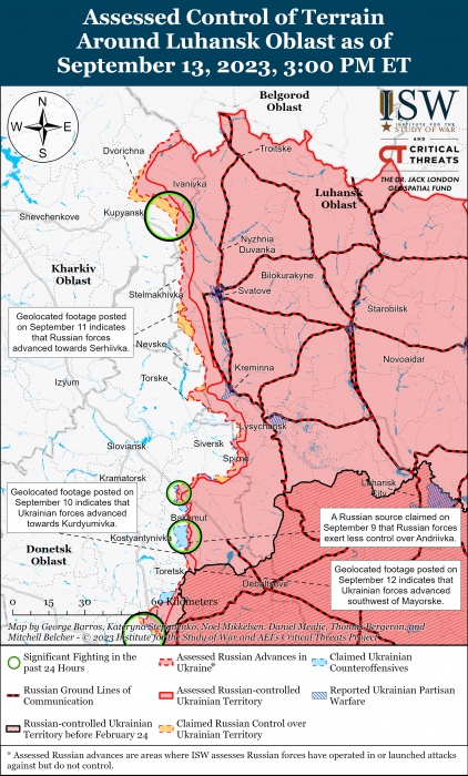 Карта бойових дій в Україні 14 вересня -