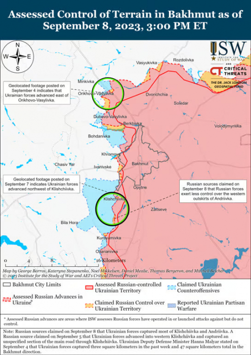 Карта бойових дій в Україні 9 вересня.