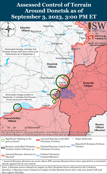 Карта бойових дій в Україні 4 вересня -