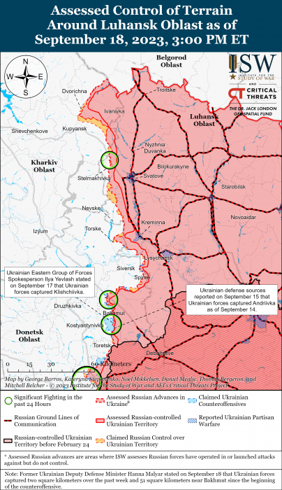 Мапа бойових дій в Україні 19 вересня -