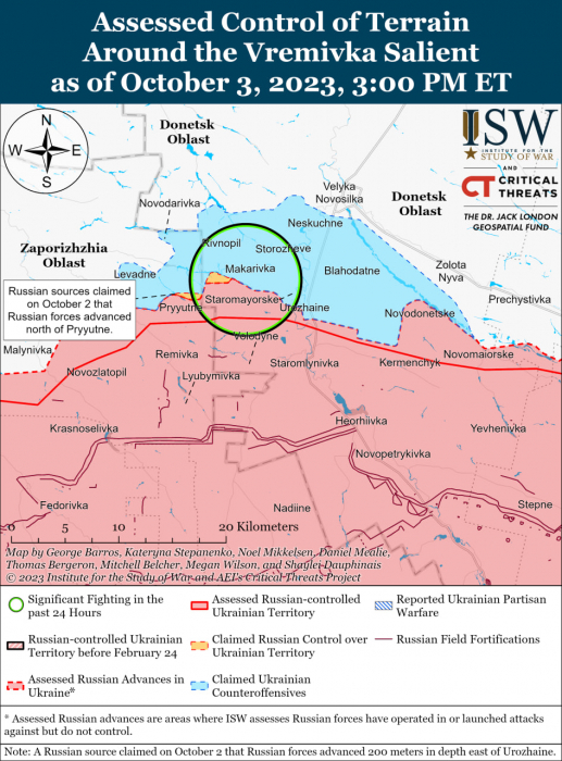 Карта бойових дій в Україні 4 жовтня -