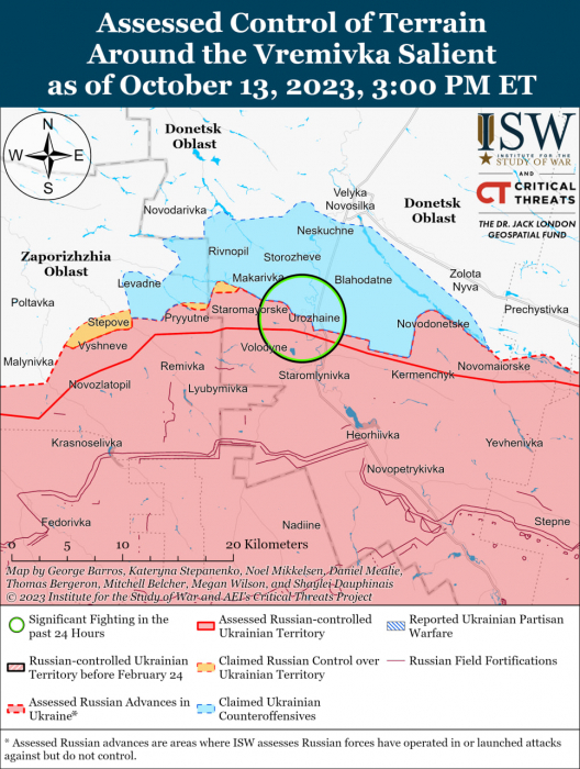 Карта бойових дій в Україні 14 жовтня фото: understandingwar.org
