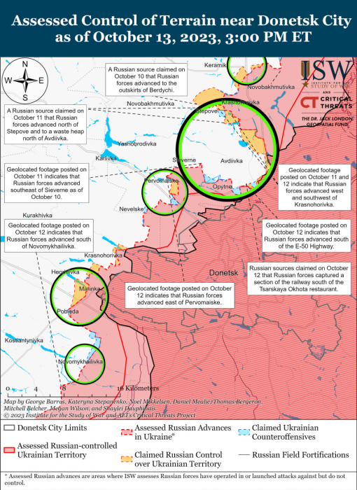 Карта бойових дій в Україні 14 жовтня фото: understandingwar.org