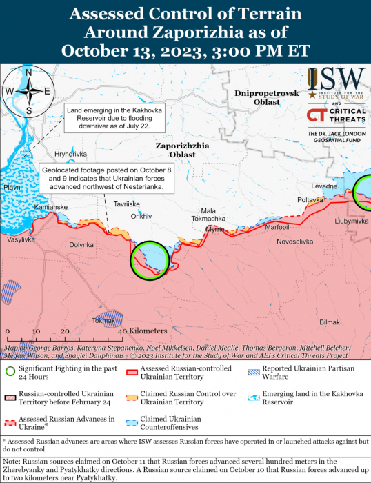 Карта бойових дій в Україні 14 жовтня фото: understandingwar.org
