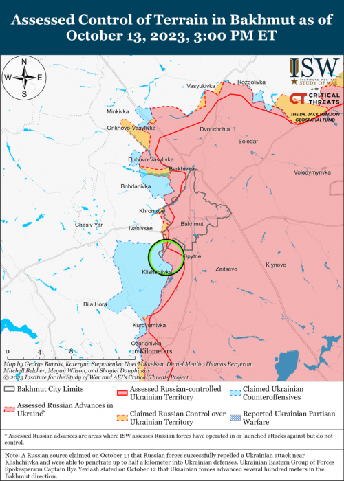 Карта бойових дій в Україні 14 жовтня фото: understandingwar.org