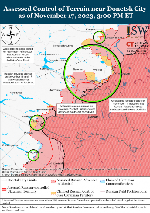 Карта бойових дій в Україні 18 листопада.