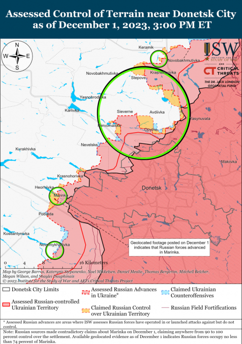 Карта бойових дій в Україні 2 грудня.