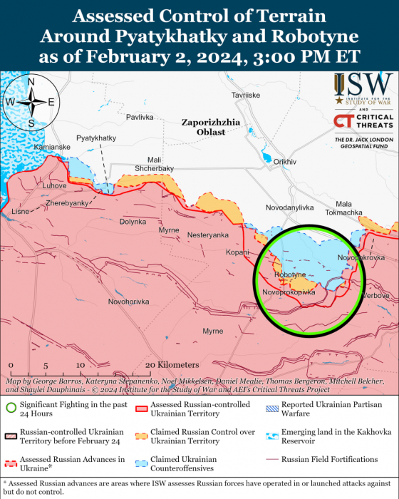 Карта бойових дій в Україні 3 лютого.