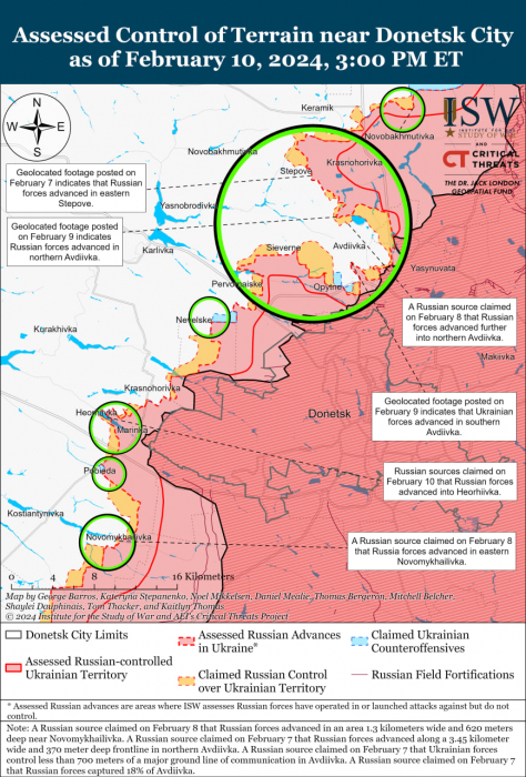 Карта бойових дій в Україні 11 лютого.