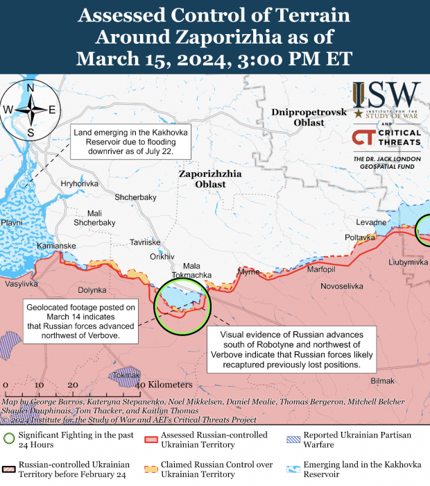 Карта бойових дій в Україні 16 березня.