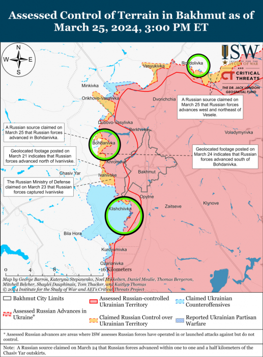 Карта бойових дій в Україні 26 березня.