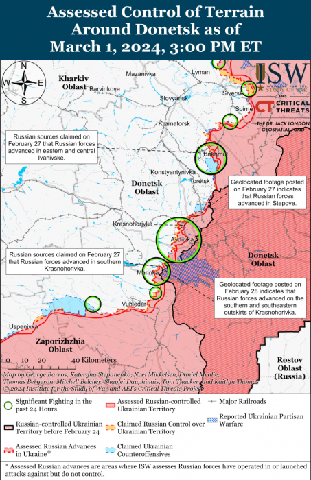 Карта бойових дій в Україні 2 березня -