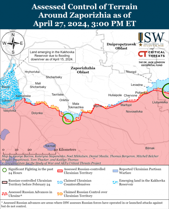 Карта бойових дій в Україні 28 квітня.