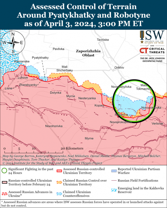 Карта бойових дій в Україні 4 квітня. Джерело: understandingwar.org
