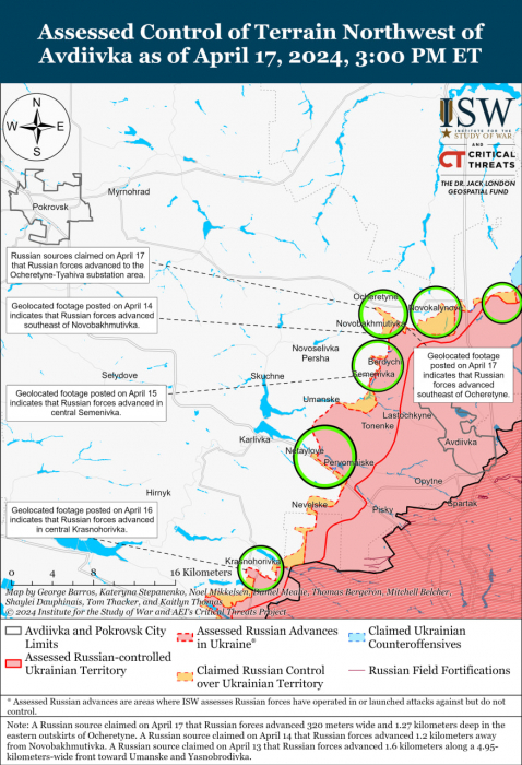 Карта бойових дій в Україні 18 квітня.