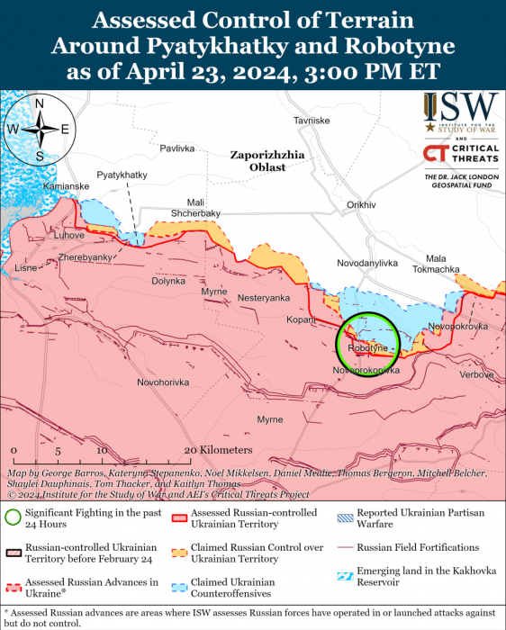 Карта бойових дій в Україні 24 квітня.