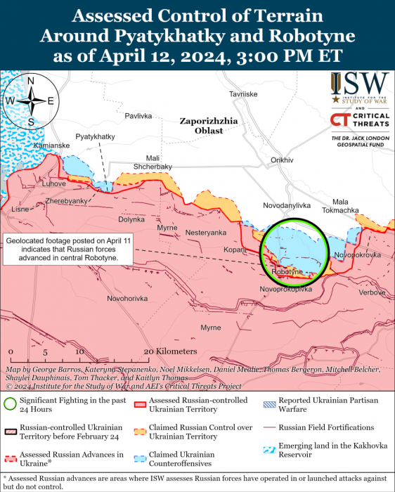 Карта бойових дій в Україні 13 квітня.