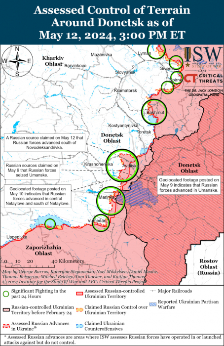 Карта бойових дій в Україні.