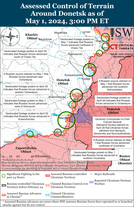 Карта бойових дій в Україні 2 травня.
