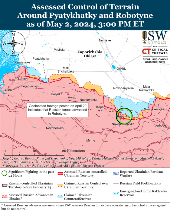 Карта бойових дій в Україні 3 травня.