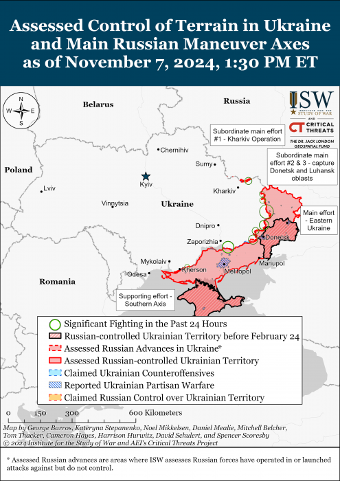 Карта бойових дій в Україні 8 листопада.