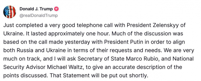 Трамп про телефонні перемовини із Володимиром Зеленським. Скрин із мережі